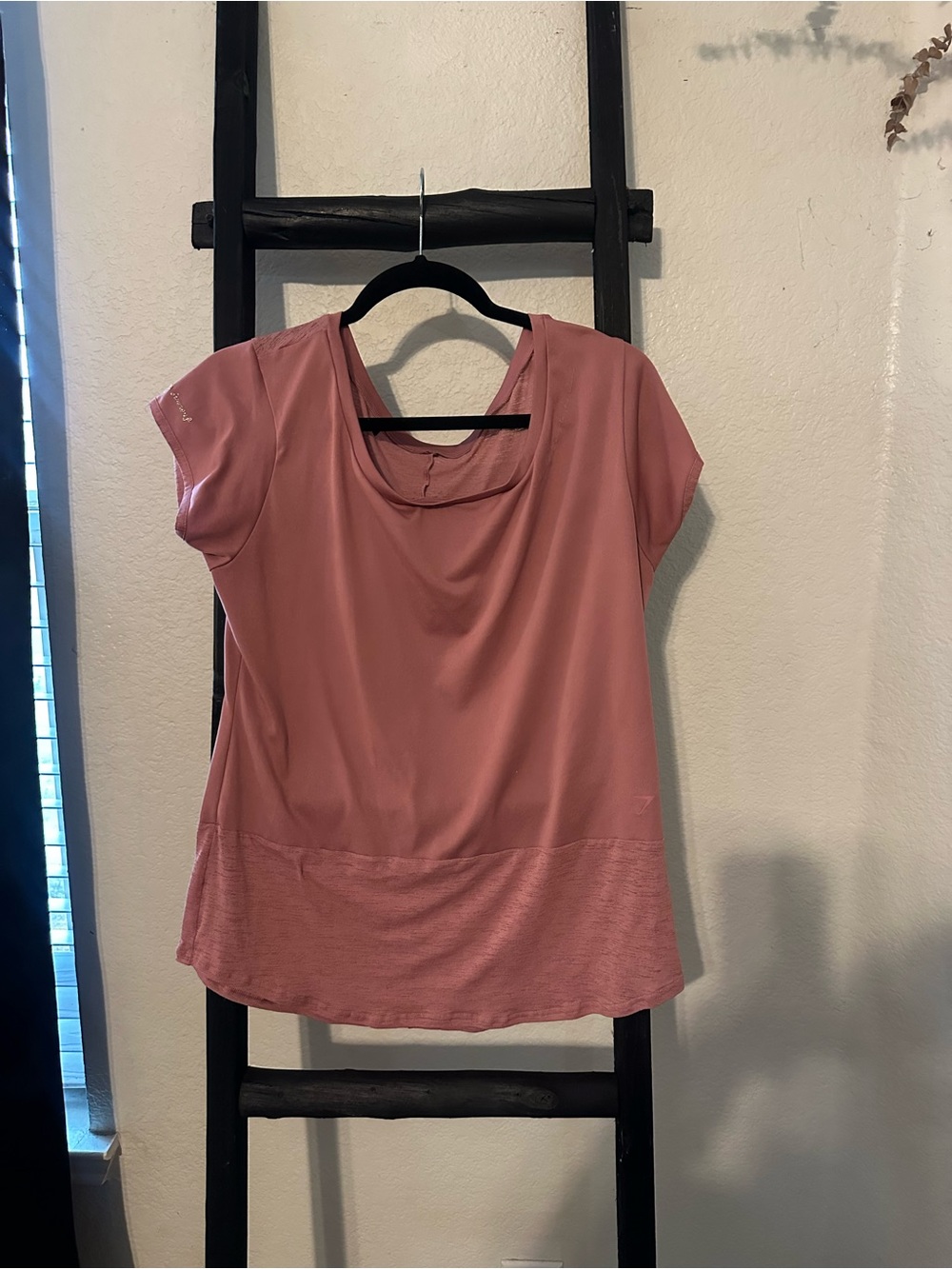 Gymshark Short Sleeve Draped Neck Top - Dusty Rose
